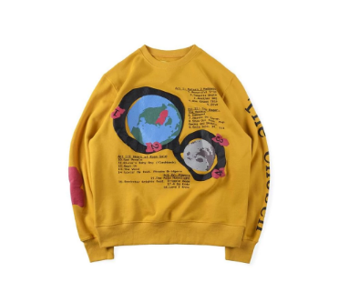 The man on the moon yellow sweatshirt